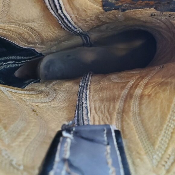 Vintage Tony Lama Men's size 9E Gray Black leather lizard wing tip Cowboy boots - Picture 10 of 16